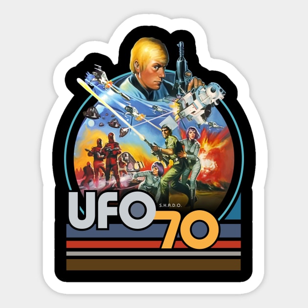1970 scifi UFOS Sticker by Trazzo